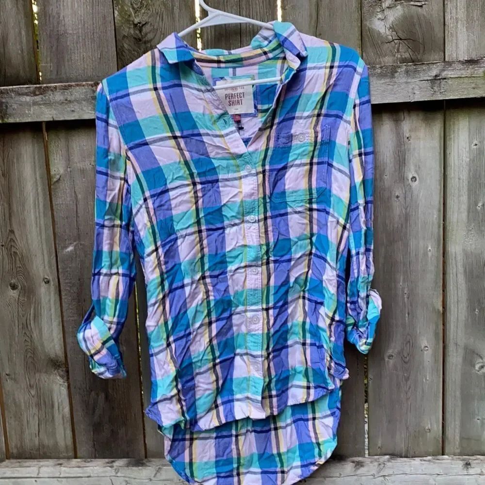 Plaid Button down top sz. XS